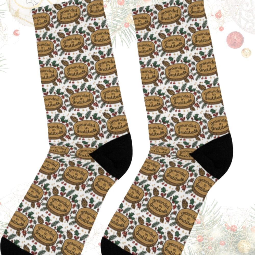 Grounded in Gratitude – Spiritual Holiday Socks for Manifestors, Mindful Souls & Alignment Lovers | Funny Christmas Gift Idea